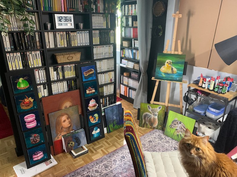 Atelier de Liane Lhéret, artiste peintre à Landerneau, Finistère